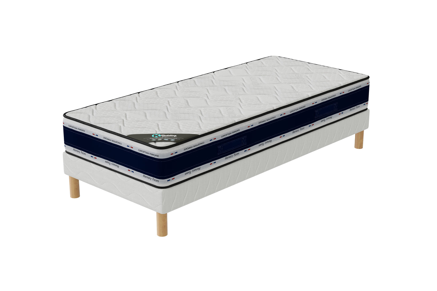 Ensemble BLUE MEMORY Sommier + Matelas Hauteur 22cm