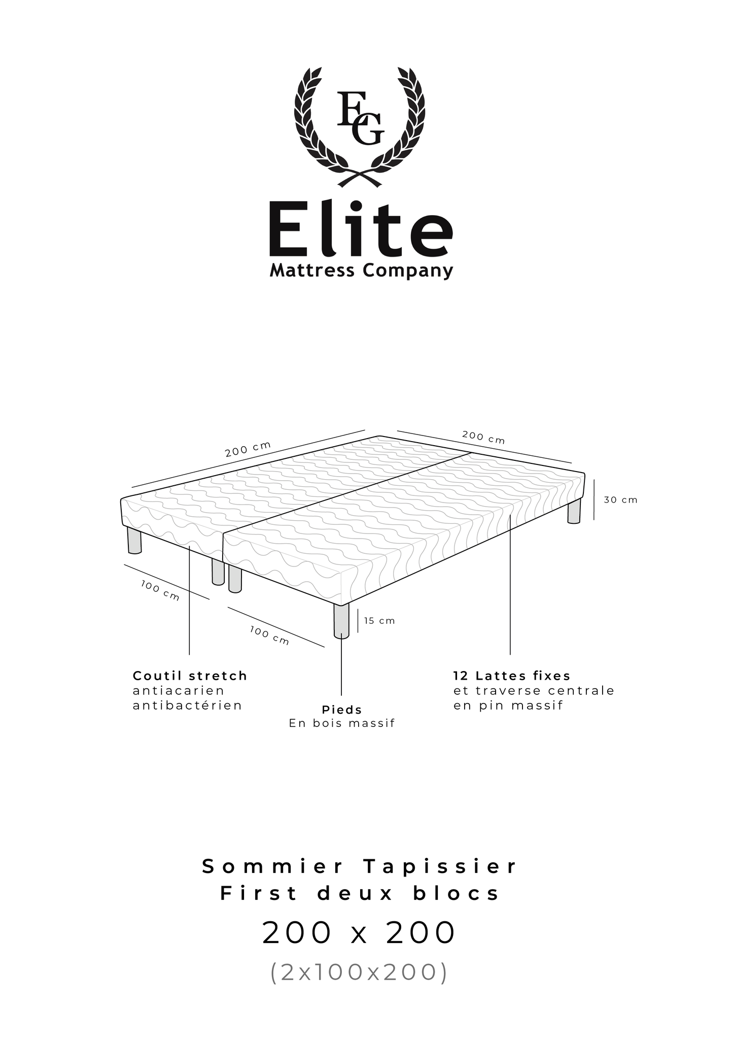 Sommier TAPISSIER FIRST Deux Blocs
